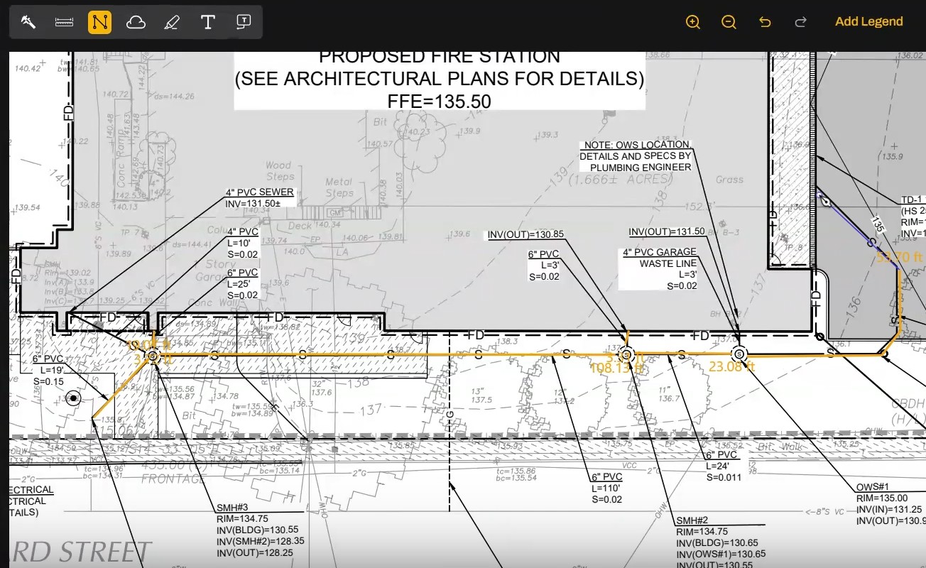 screenshot of tracing tool within LiveLinked™ takeoff